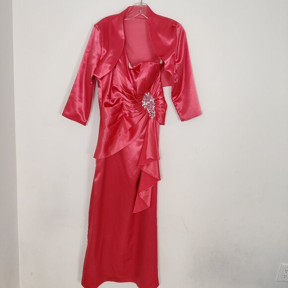Modern Mais Women's Satin Evening Dress Sz 12 Graduation Wedding Party Cocktail - Picture 1 of 16